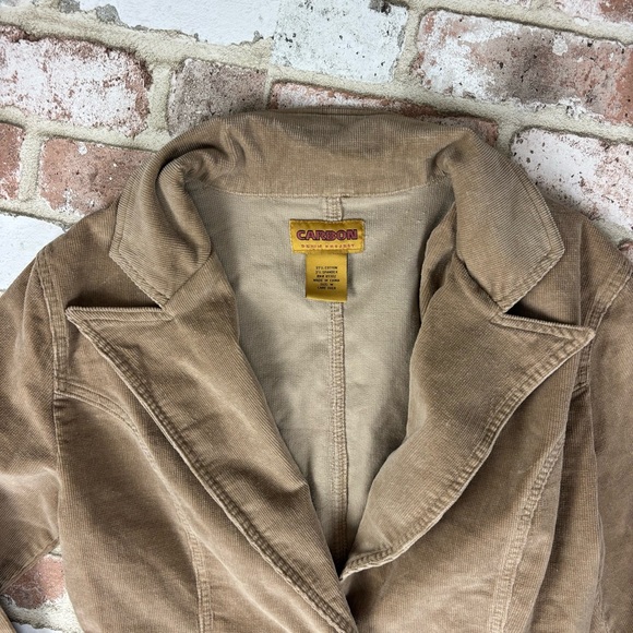 VTG Y2K CARBON DENIM PROJECT Brown STRETCH CORDUROY CROPPED BLAZER/JACKET M - Picture 3 of 6